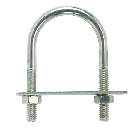 HAMPTON Round U-Bolt, 5/16", 1-3/8 in Wd, 3-7/8 in Ht, Zinc Plated Stainless Steel 02-3450-211